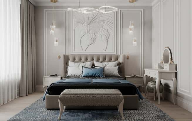 Дизайн и ремонт квартиры в ЖК Серебряный фонтан в стиле современная классика. Мастер-спальня