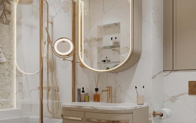 Дизайн и ремонт квартиры в ЖК Серебряный фонтан в стиле современная классика. Мастер-ванная, фото 2