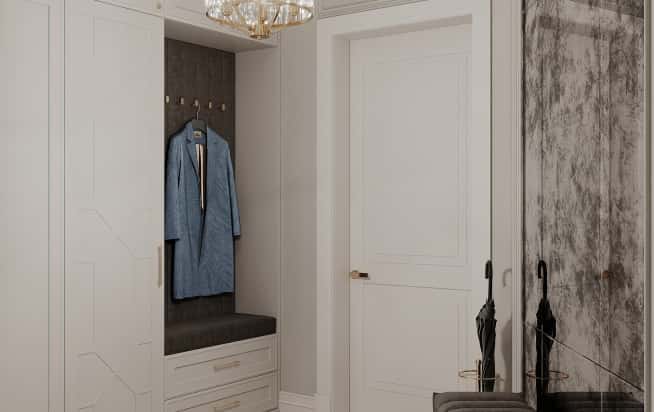 Дизайн и ремонт квартиры в ЖК Серебряный фонтан в стиле современная классика. Прихожая и коридор, фото 2