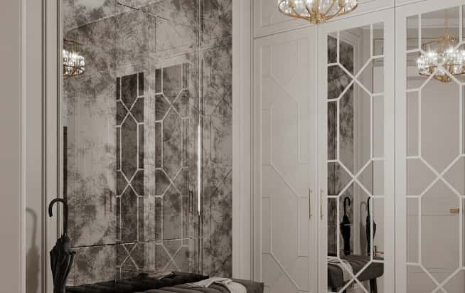 Дизайн и ремонт квартиры в ЖК Серебряный фонтан в стиле современная классика. Прихожая и коридор