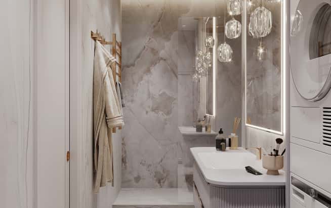 Дизайн и ремонт квартиры в ЖК Серебряный фонтан в стиле современная классика. Санузел, фото 5