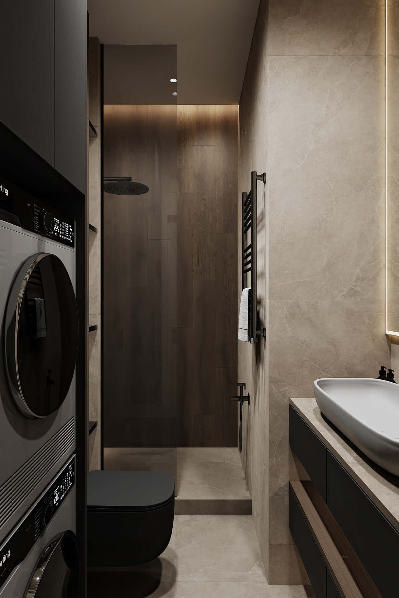 Дизайн и ремонт квартиры в ЖК Shagal — Натуральная палитра, 84 м2. Гостевой санузел, фото 8