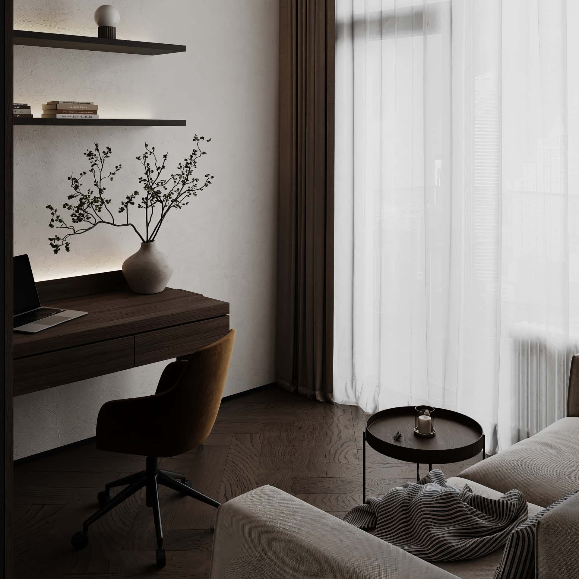 Дизайн и ремонт квартиры в ЖК Shagal — Натуральная палитра, 84 м2. Кабинет, фото 10