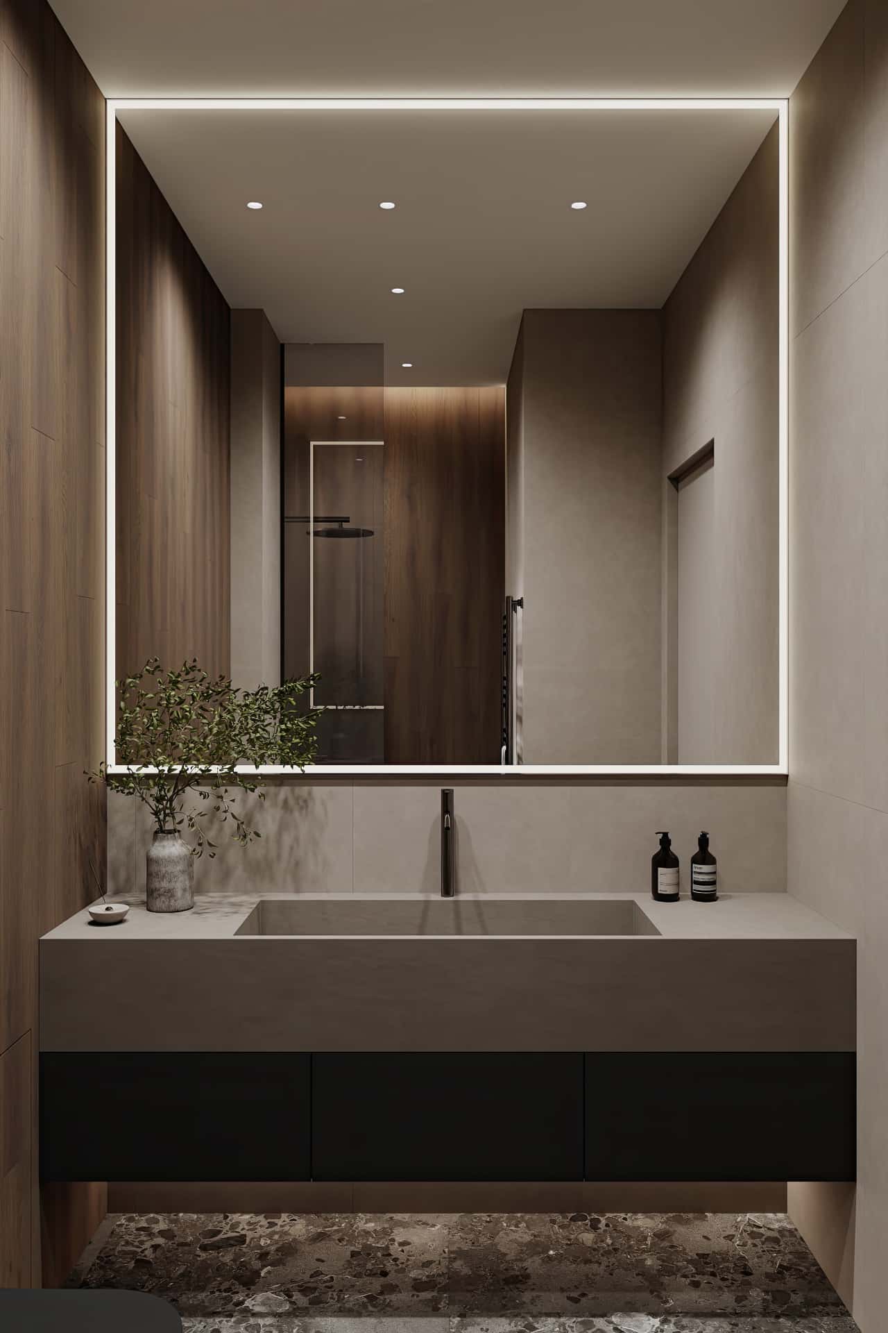 Дизайн и ремонт квартиры в ЖК Shagal — Натуральная палитра, 84 м2. Мастер-санузел, фото 7