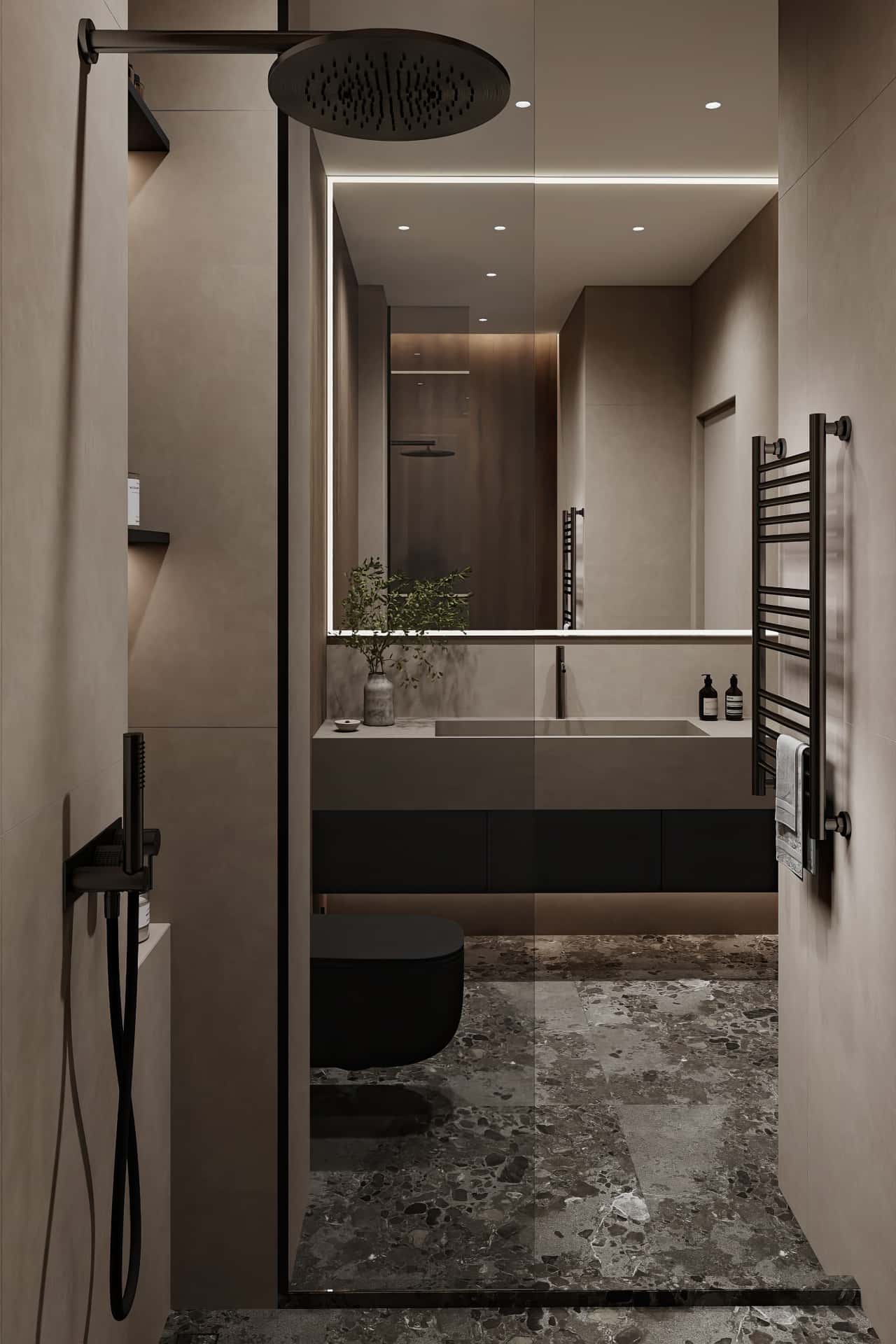 Дизайн и ремонт квартиры в ЖК Shagal — Натуральная палитра, 84 м2. Мастер-санузел, фото 6