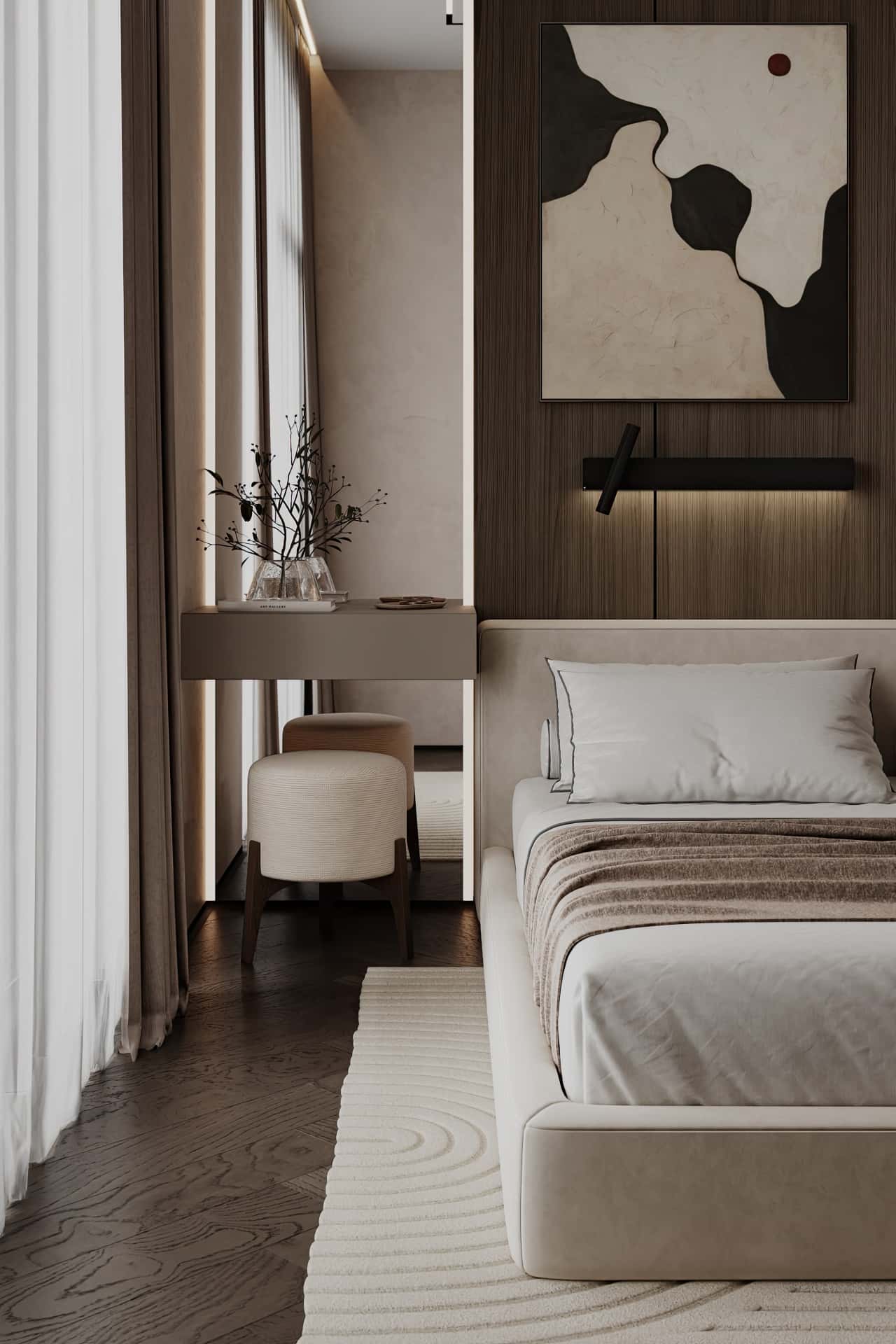 Дизайн и ремонт квартиры в ЖК Shagal — Натуральная палитра, 84 м2. Мастер-спальня, фото 7