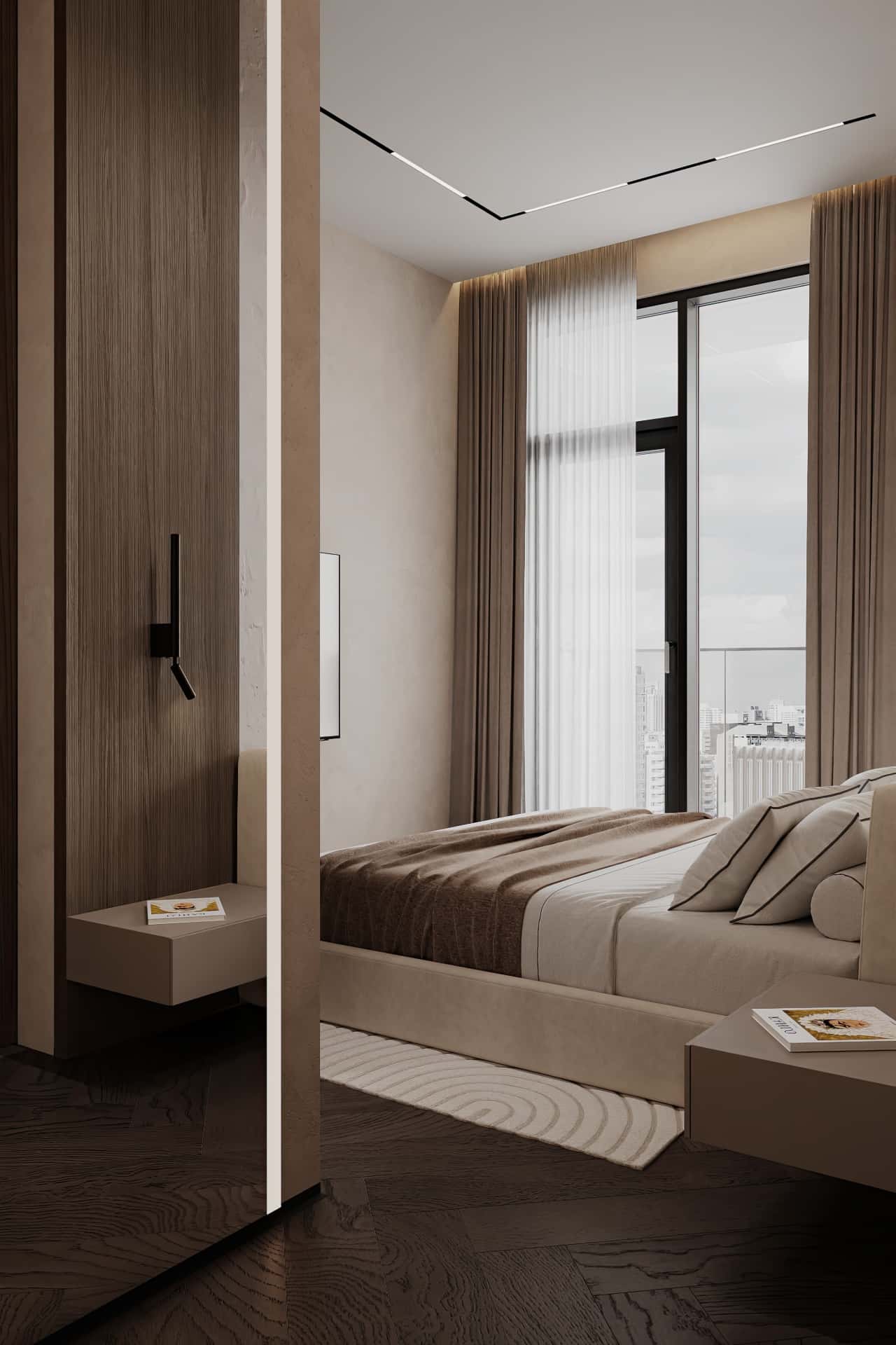 Дизайн и ремонт квартиры в ЖК Shagal — Натуральная палитра, 84 м2. Мастер-спальня, фото 9