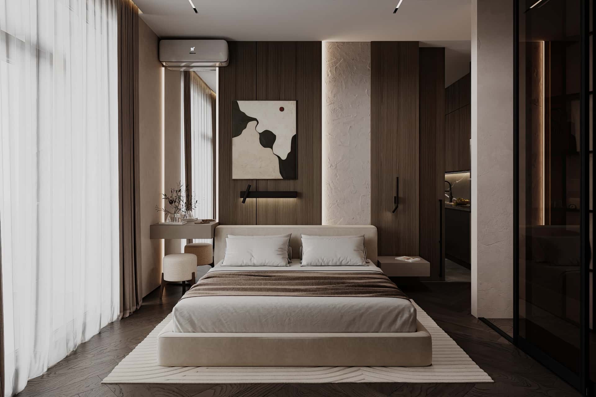 Дизайн и ремонт квартиры в ЖК Shagal — Натуральная палитра, 84 м2. Мастер-спальня, фото 6