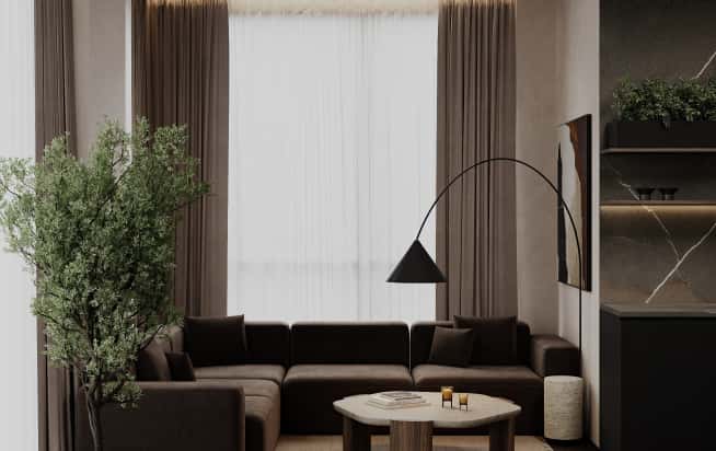 Дизайн и ремонт квартиры в ЖК Shagal в стиле современный. Кухня-гостиная