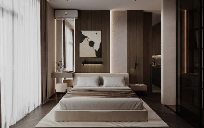 Дизайн и ремонт квартиры в ЖК Shagal в стиле современный. Мастер-спальня