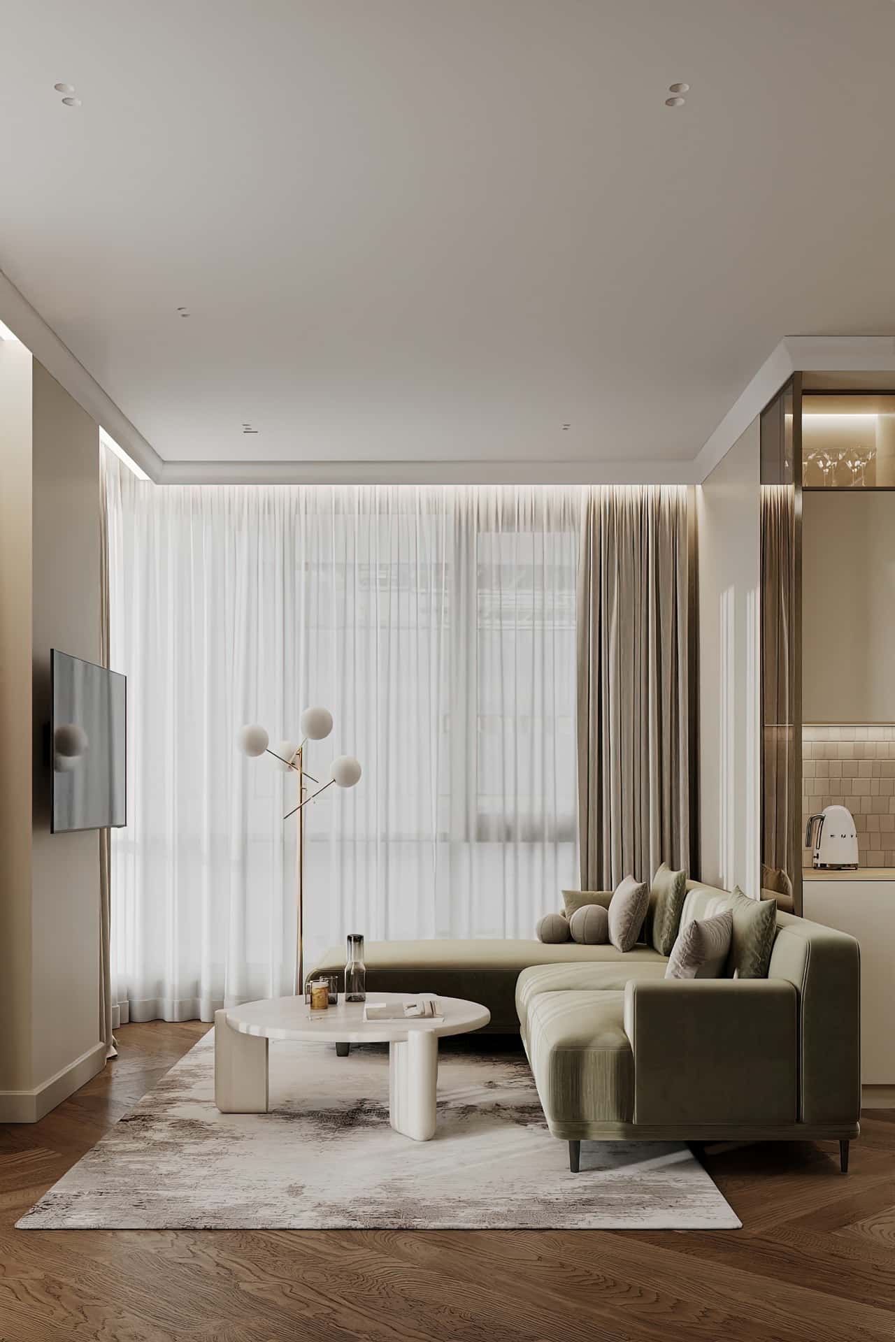 Дизайн и ремонт квартиры в ЖК Shagal — В ожидании чуда, 84 м2. Кухня-гостиная, фото 11