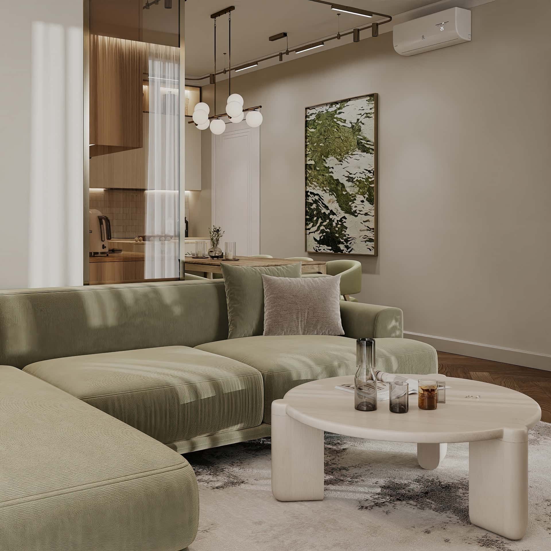 Дизайн и ремонт квартиры в ЖК Shagal — В ожидании чуда, 84 м2. Кухня-гостиная, фото 13