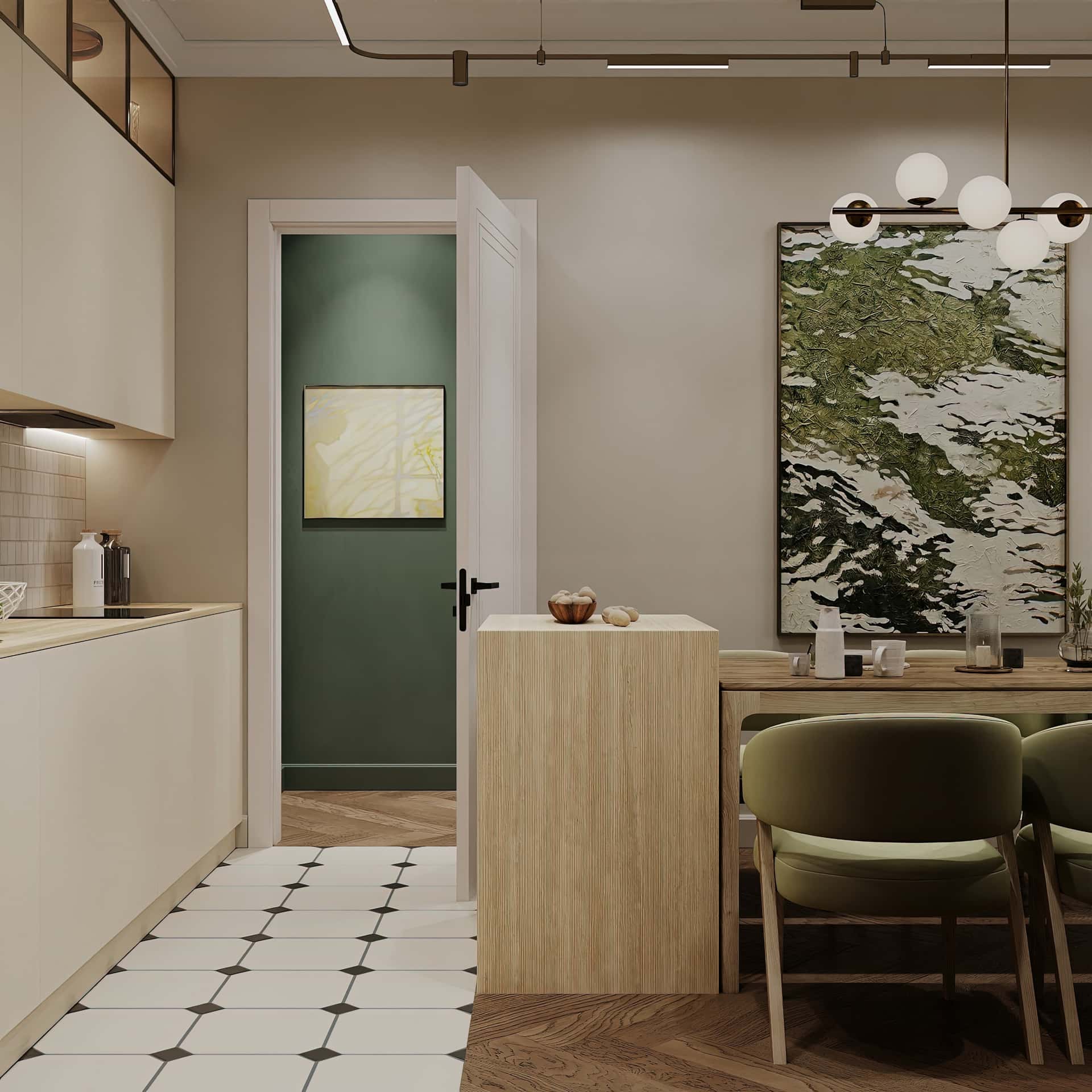 Дизайн и ремонт квартиры в ЖК Shagal — В ожидании чуда, 84 м2. Кухня-гостиная, фото 15