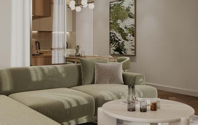 Дизайн и ремонт квартиры в ЖК Shagal в стиле современный. Кухня-гостиная, фото 3