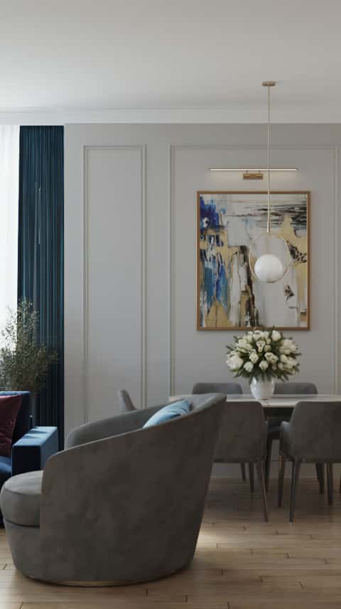 Дизайн и ремонт квартиры в ЖК «Сколков Бор» — Ультрамарин и дерево