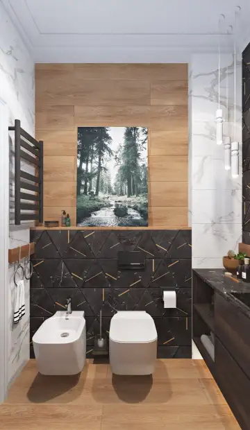 ЖК «Солнечный  Берег». Мебель и плитка porcelanosa в санузле