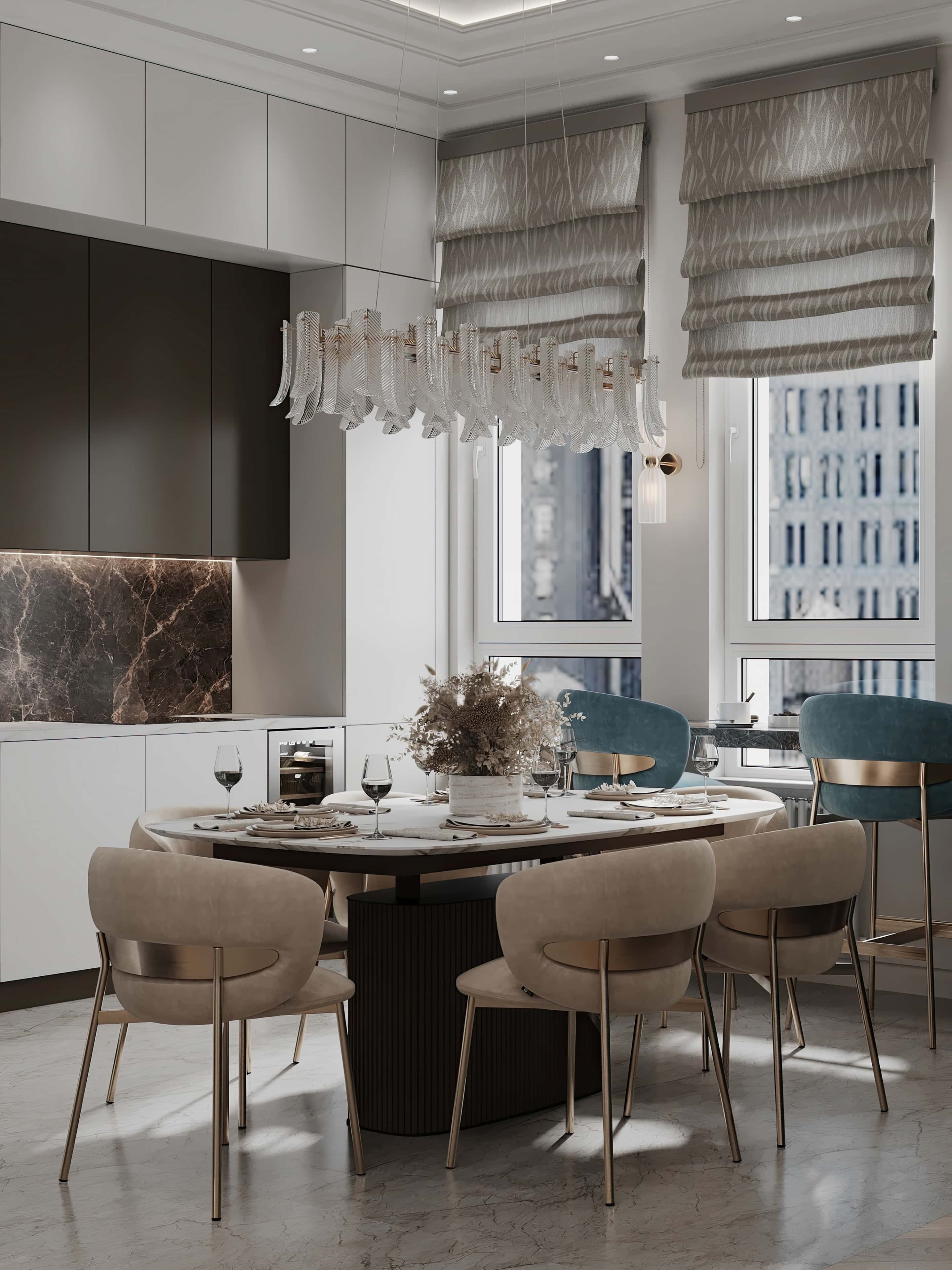 Оформление интерьера кухни-гостиной. Фото № 81141.