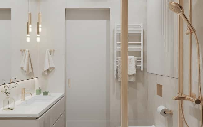 Дизайн и ремонт квартиры в ЖК Вереск в стиле современная классика. Мастер-санузел, фото 3