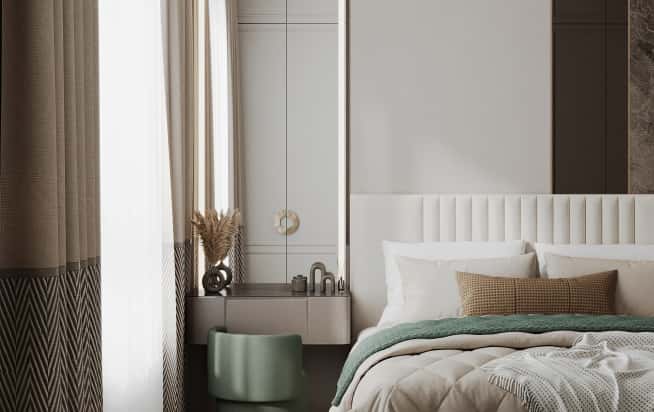 Дизайн и ремонт квартиры в ЖК Вереск в стиле современная классика. Мастер-спальня, фото 3
