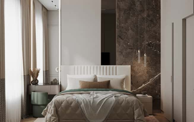 Дизайн и ремонт квартиры в ЖК Вереск в стиле современная классика. Мастер-спальня