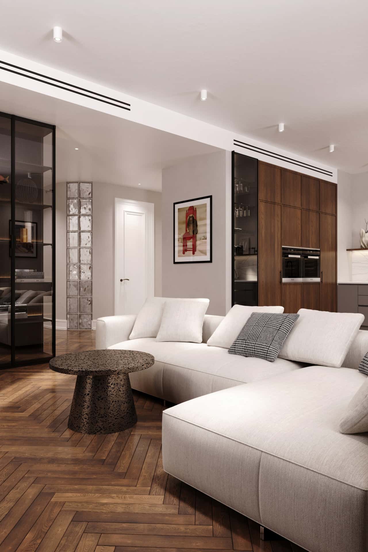 Дизайн и ремонт квартиры в ЖК Врубеля 4 — Дух Монмартра, 101 м2. Кухня-гостиная, фото 11