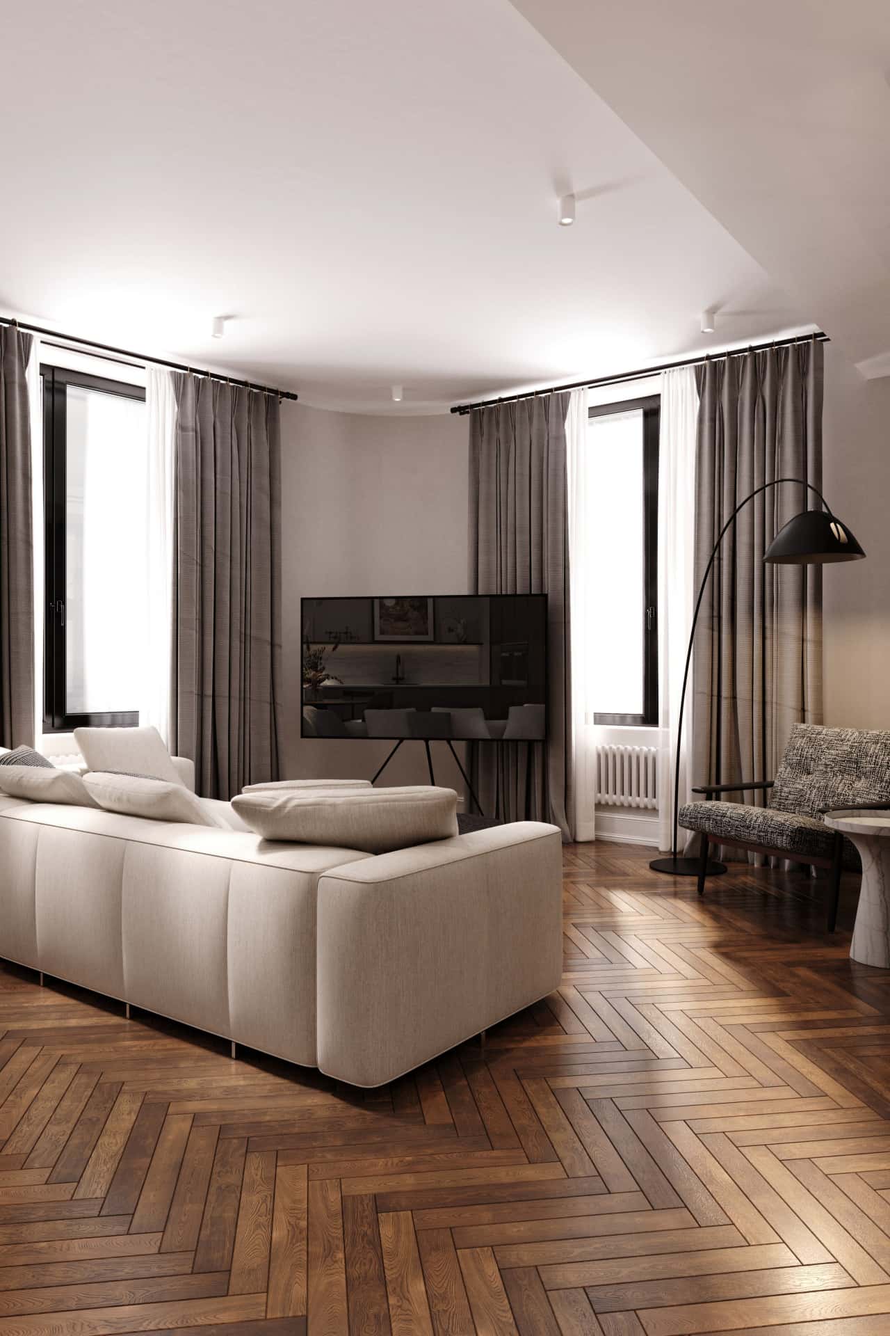 Дизайн и ремонт квартиры в ЖК Врубеля 4 — Дух Монмартра, 101 м2. Кухня-гостиная, фото 6