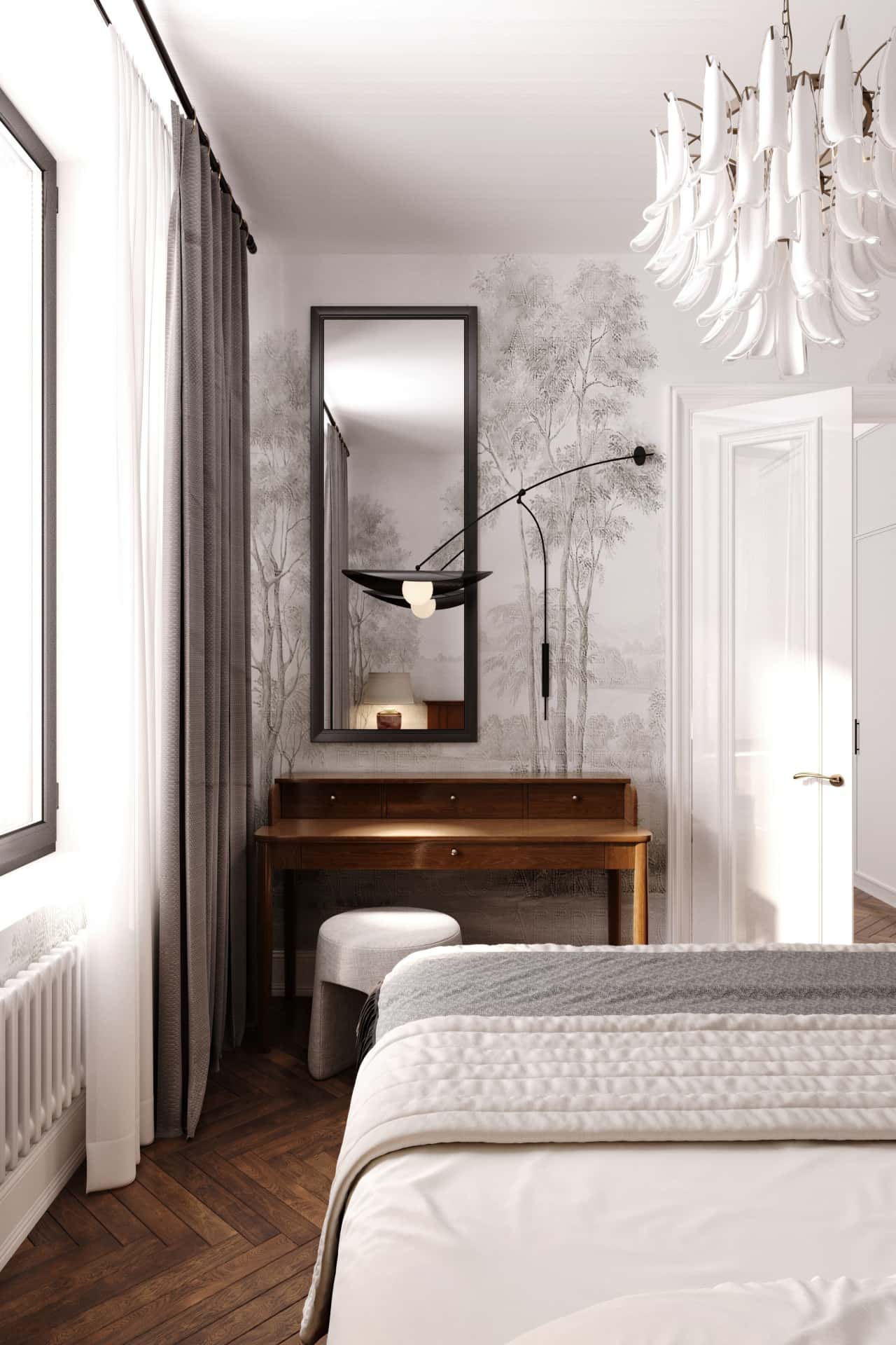 Дизайн и ремонт квартиры в ЖК Врубеля 4 — Дух Монмартра, 101 м2. Спальня, фото 1