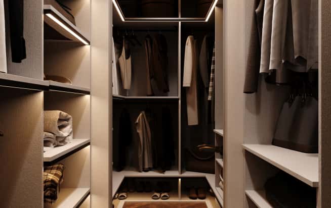 Дизайн и ремонт квартиры в ЖК Врубеля 4 в стиле французская классика. Гардеробная, фото 1