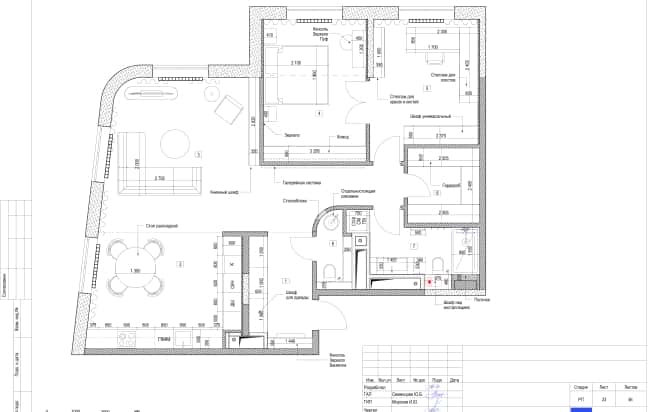 Дизайн и ремонт квартиры в ЖК Врубеля 4 в стиле французская классика. Планировка
