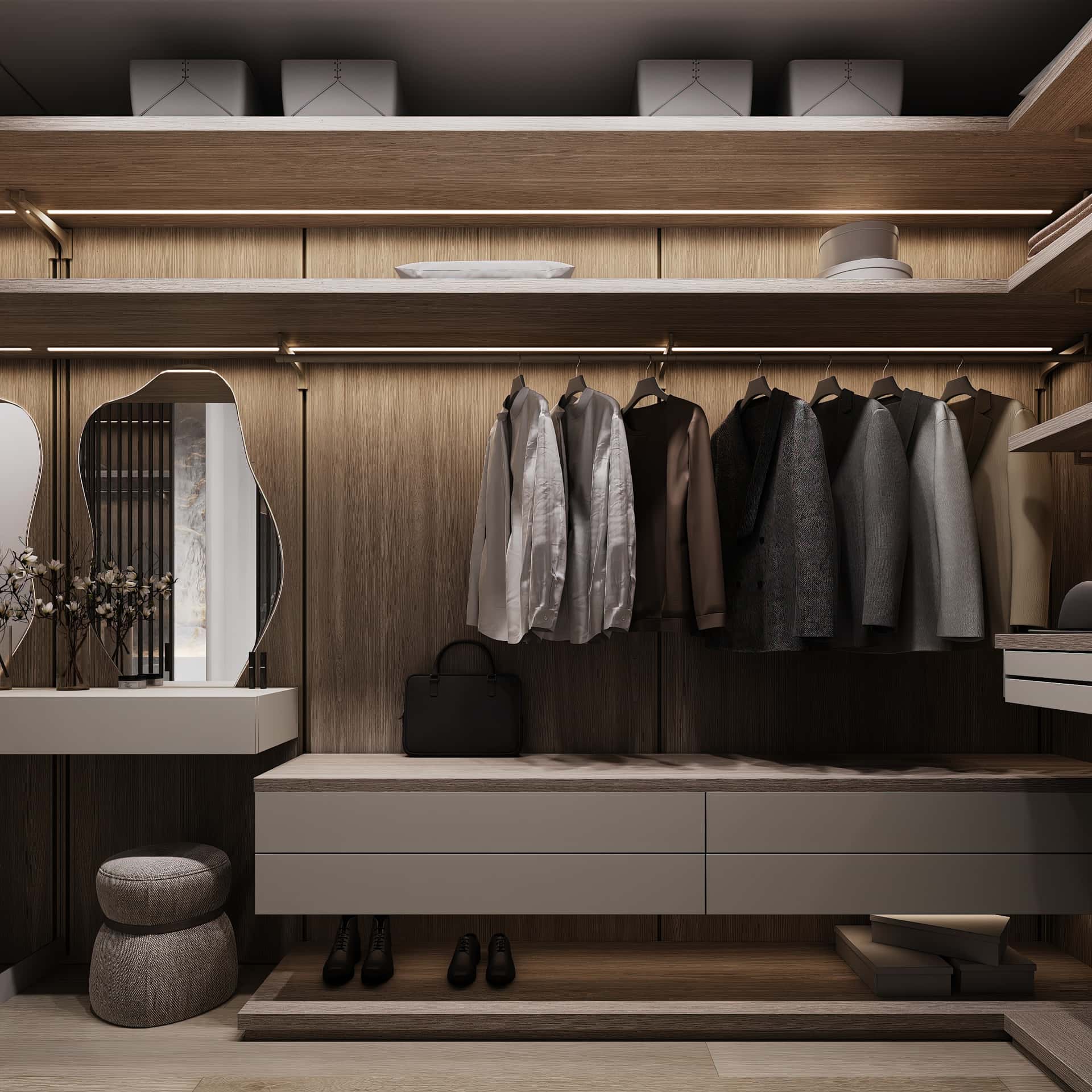 Дизайн и ремонт квартиры в ЖК Зорге 9 — Гармония перемен, 66 м2. Гардеробная, фото 4