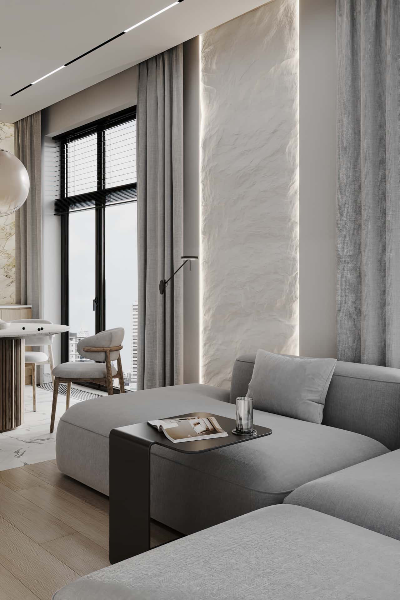 Дизайн и ремонт квартиры в ЖК Зорге 9 — Гармония перемен, 66 м2. Кухня-гостиная, фото 17