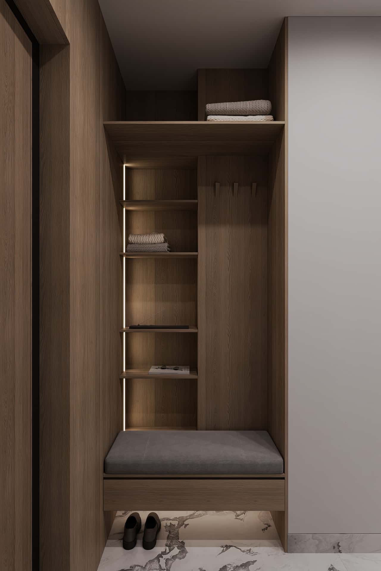 Дизайн и ремонт квартиры в ЖК Зорге 9 — Гармония перемен, 66 м2. Прихожая и коридор, фото 8