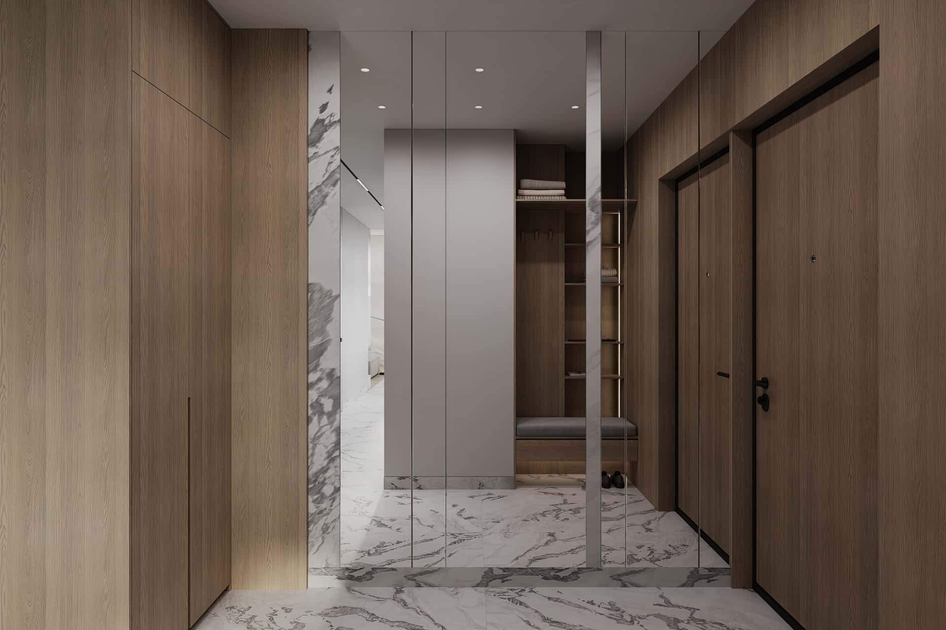 Дизайн и ремонт квартиры в ЖК Зорге 9 — Гармония перемен, 66 м2. Прихожая и коридор, фото 6