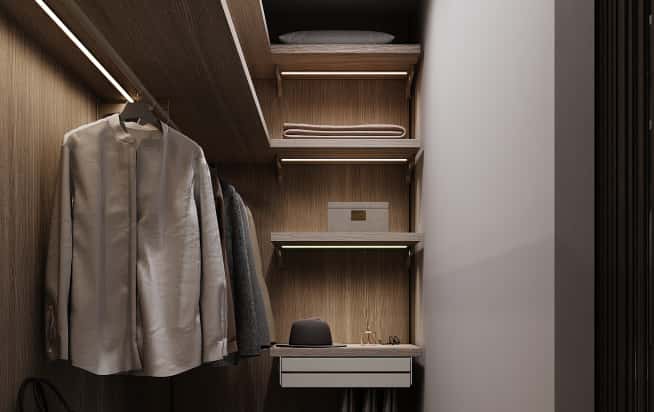 Дизайн и ремонт квартиры в ЖК Зорге 9 в стиле минимализм. Гардеробная, фото 1