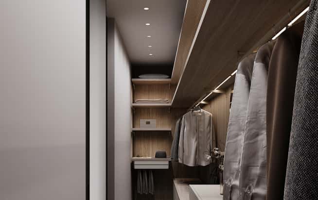 Дизайн и ремонт квартиры в ЖК Зорге 9 в стиле минимализм. Гардеробная, фото 3