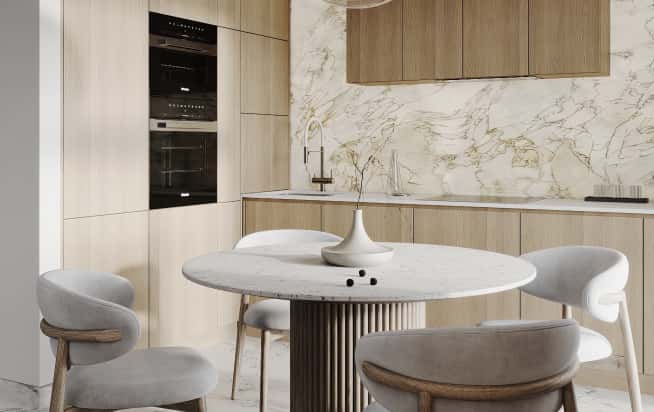 Дизайн и ремонт квартиры в ЖК Зорге 9 в стиле минимализм. Кухня-гостиная, фото 1