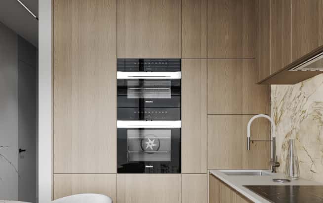 Дизайн и ремонт квартиры в ЖК Зорге 9 в стиле минимализм. Кухня-гостиная, фото 2