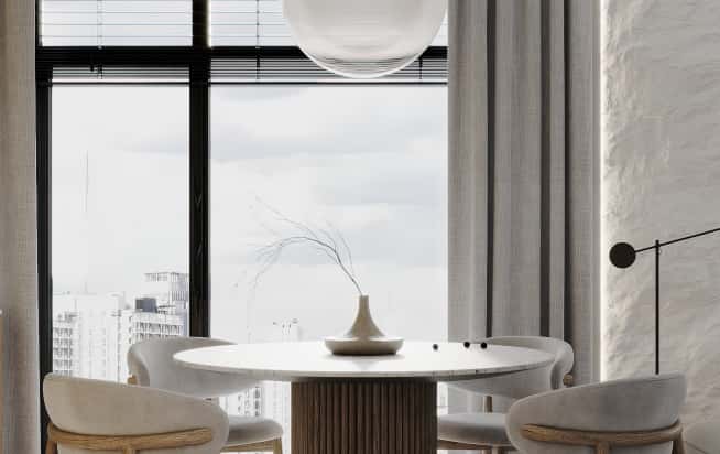 Дизайн и ремонт квартиры в ЖК Зорге 9 в стиле минимализм. Кухня-гостиная, фото 4