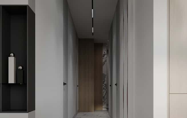 Дизайн и ремонт квартиры в ЖК Зорге 9 в стиле минимализм. Прихожая и коридор, фото 1