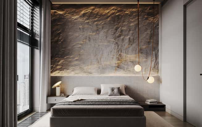 Дизайн и ремонт квартиры в ЖК Зорге 9 в стиле минимализм. Спальня, фото 3