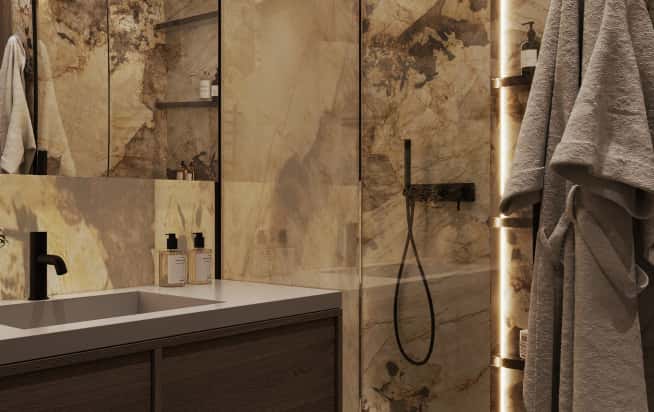 Дизайн и ремонт квартиры в ЖК Зорге 9 в стиле минимализм. Ванная, фото 4