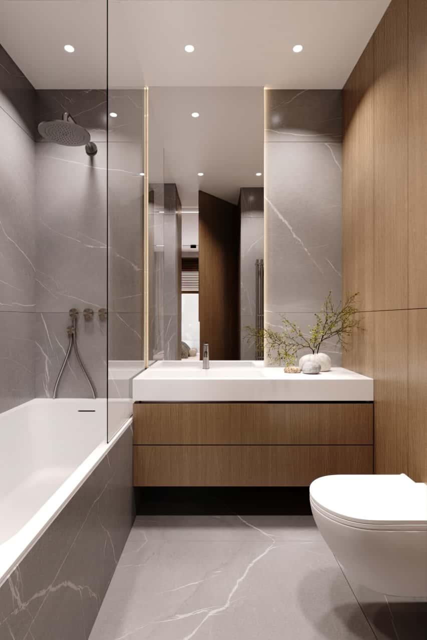 Ванная в оттенках серого