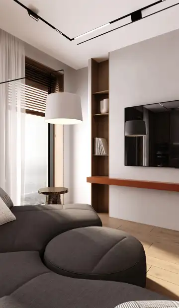 Дизайн и ремонт квартиры ЖК Eniteo в стиле современный. Кухня-гостиная, фото 6