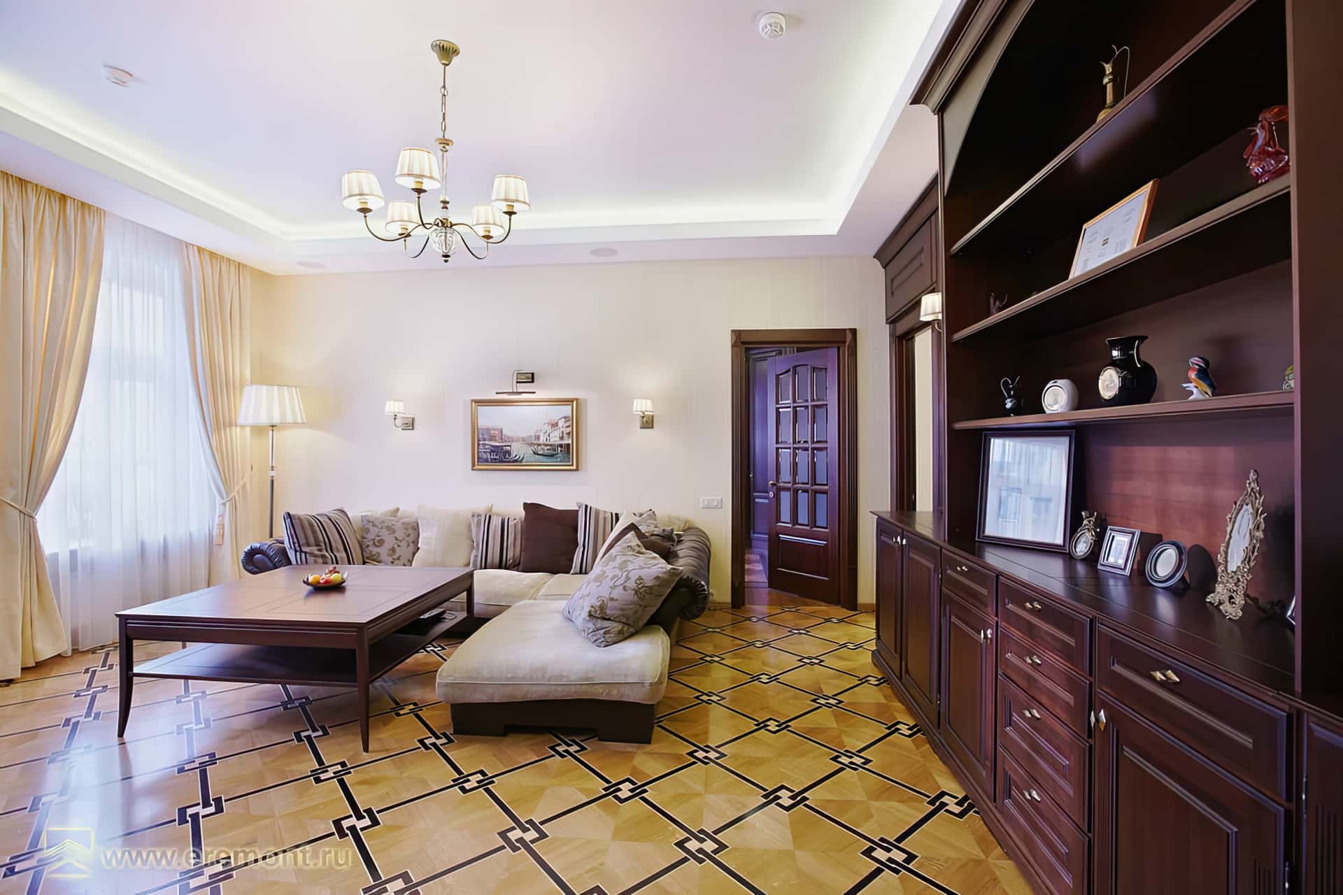 Квартира на Садово–Спасской, 140 м2. Гостиная, фото 1