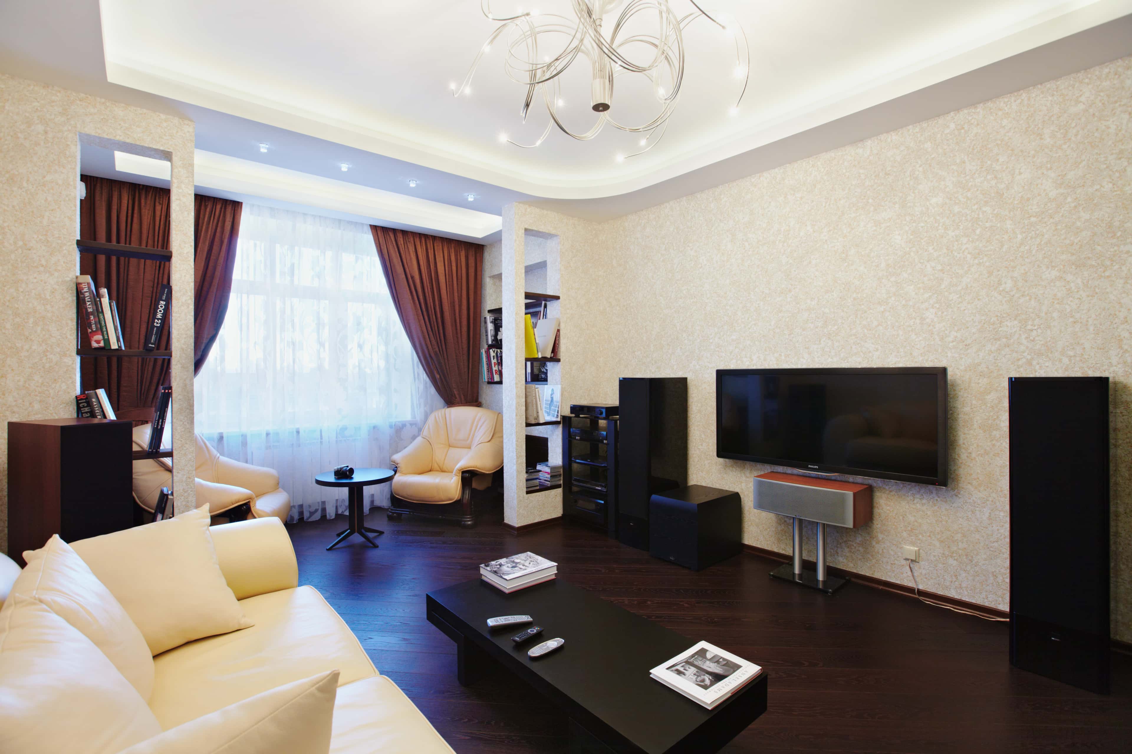 Оформление интерьера гостиной. Фото № 33786.