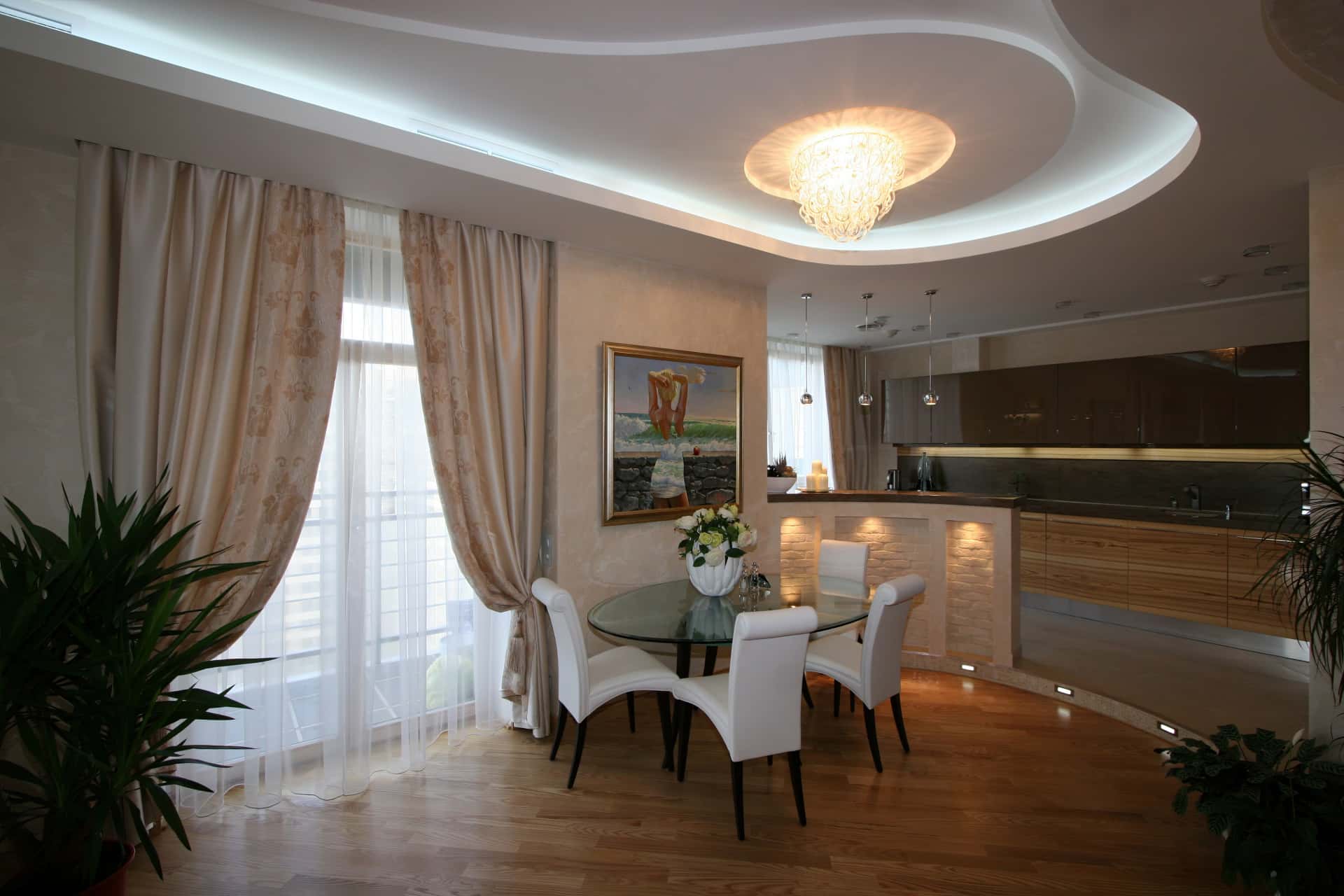 Ремонт квартиры в комплексе Wellton Park, 124 м2. Гостиная-кухня, фото 4