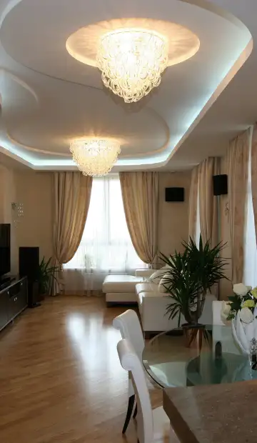 Ремонт квартиры в комплексе Wellton Park в стиле современный. Гостиная-кухня, фото 2