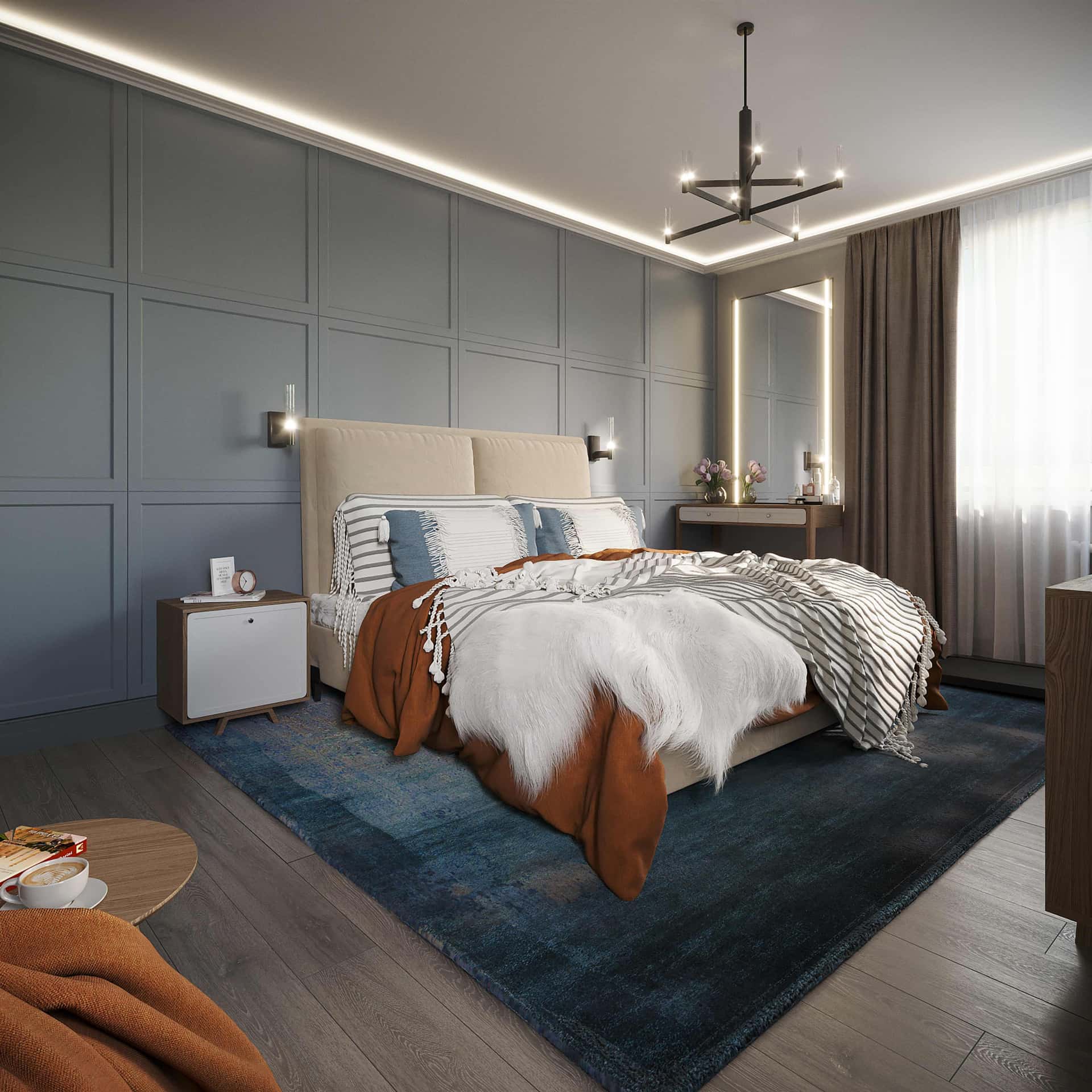 Дизайны интерьеров квартир в цвете Pantone. 2020 Синий, фото 29