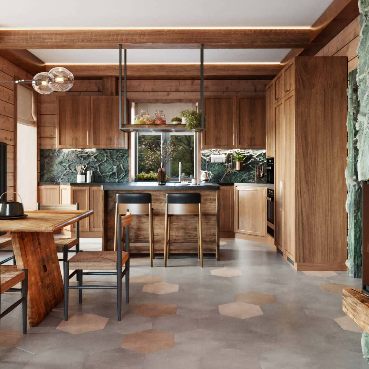 Деревянный интерьер загородного дома