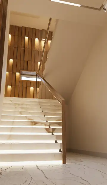 КП «Сорочаны». Стеклянное ограждение лестницы